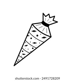 school cone icon, german tradition, zuckertute black vector symbol