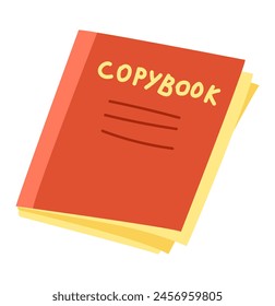 School copybook in flat design. Student notepad for homework writing. Vector illustration isolated.