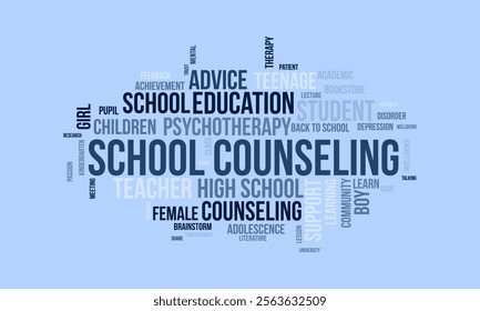 School Counseling word cloud template. School Counseling concept vector tagcloud background.