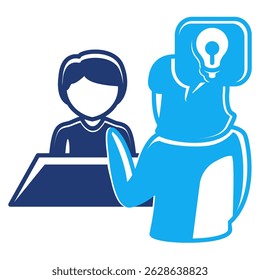 School Counselor icon represented by student, teacher, counseller Dualtone style.