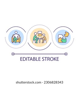 School counselor loop concept icon. Career advisor and student abstract idea thin line illustration. Increasing mental, emotional wellness. Isolated outline drawing. Editable stroke. Arial font used