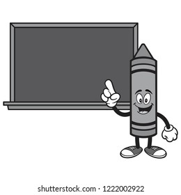 School Crayon with a Blackboard - A vector cartoon illustration of a School Crayon with a Blackboard concept.