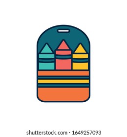 School crayons label line fill style icon design, Eduaction class lesson knowledge preschooler study learning classroom and primary theme Vector illustration