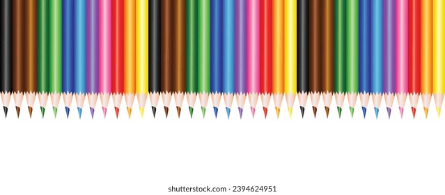 School crayons in various colors placed at the top of the template aligned with blank space at the bottom.