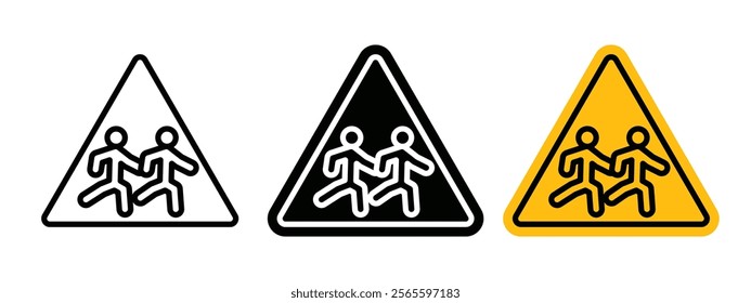 School crossing sign vector in black and yellow colors