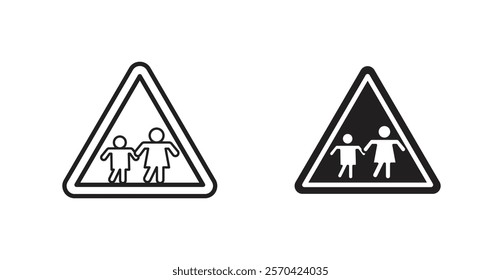 School crossing vectors web signs set