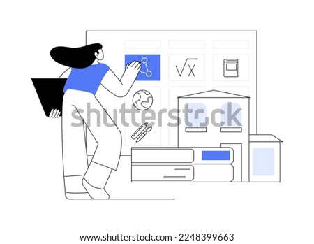 School curriculum abstract concept vector illustration. Homeschooling program, K-12 school subjects, education, teaching plan, curriculum overview, academic course content abstract metaphor.