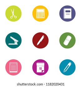 School curriculum icons set. Flat set of 9 school curriculum vector icons for web isolated on white background