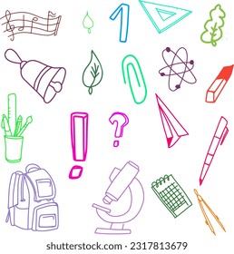 doodles dibujados a mano adorables en la escuela 