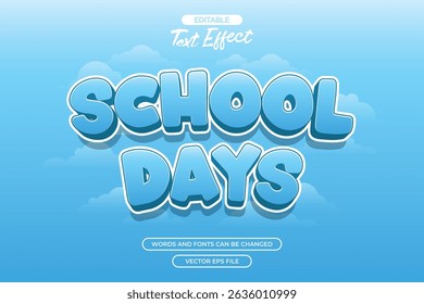 School day editable text effect with blue cartoon text style