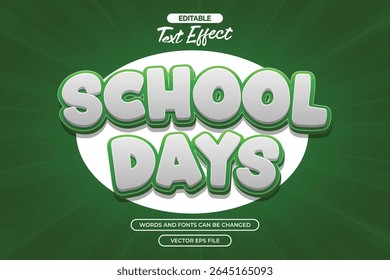 School days editable text effect with 3d cartoon text