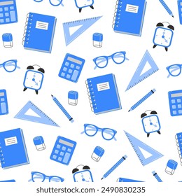 School Days Seamless Pattern with school supplies