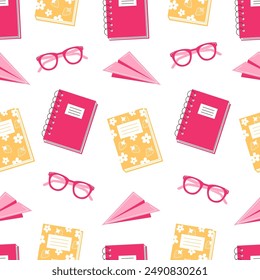 School Days Seamless Pattern with school supplies