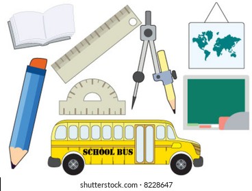 School design colorful icon set