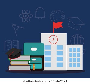 School design. Education icon. Colorfull illustration, graphic v