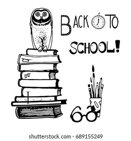 School design elements vector hand drawn