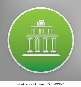 School design icon on green button, clean vector