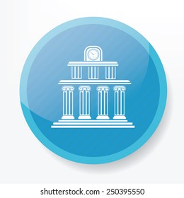 School design on blue flat button,clean vector