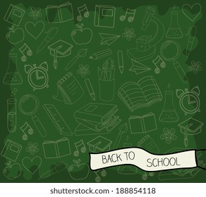 School design over blackboard texture background, vector illustration