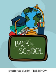 School design over blue background, vector illustration