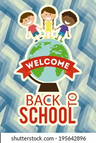 School design over blue background, vector illustration