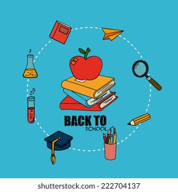School design over blue background, vector illustration