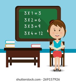 School design over blue background, vector illustration.