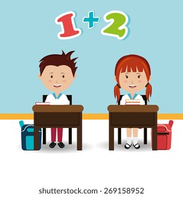 School design over blue background, vector illustration.