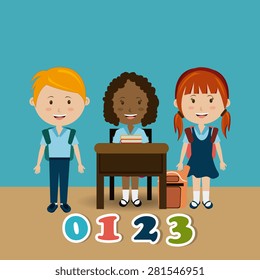 School design over blue background, vector illustration.