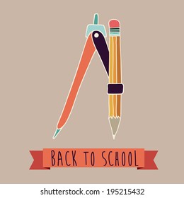 School  design over brown background, vector illustration