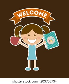 School design over brown background, vector illustration