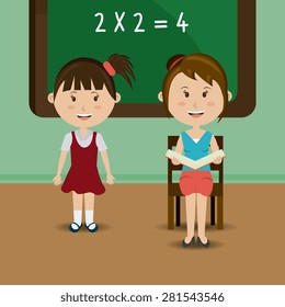 School design over green background, vector illustration.