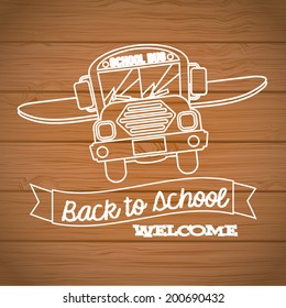 School design over wooden background, vector illustration