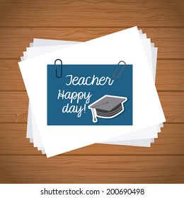 School design over wooden background, vector illustration