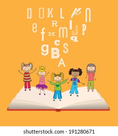 School design over yellow background, vector illustration