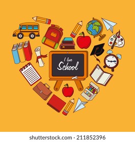 School design over yellow background, vector illustration
