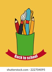 School design over yellow background, vector illustration
