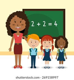 School design over yellow background, vector illustration.