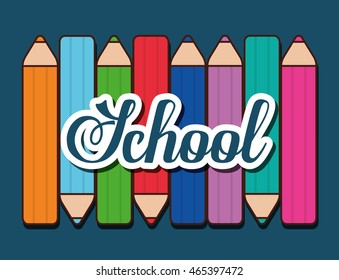School design represented by colors icon. Colorfull and blue background. 