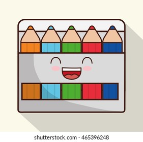 School design represented by kawaii colors icon. Colorfull and isolated illustration. 