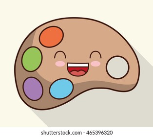 School design represented by kawaii palette icon. Colorfull and isolated illustration. 