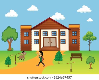 School design vector art scenery