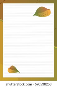 School desk background with autumn leaves.
