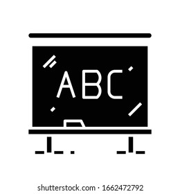 School desk black icon, concept illustration, vector flat symbol, glyph sign.