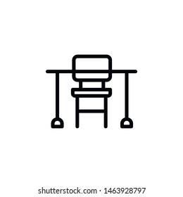 School Desk, Chair Icon. Element Of Education Icon. Thin Line Icon