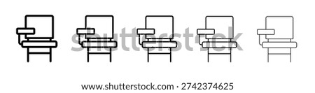 School desk chair icon logo. Black line icon, vector illustrations.