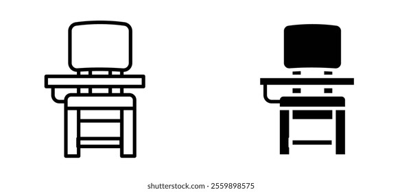School desk chair Icon set in black color for ui designs