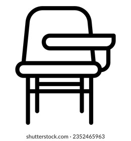 School desk with chair line icon, school concept, furniture for students sign on white background, table and chair icon in outline style mobile concept web design. Vector graphics.