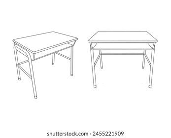 School desk and a chair line icon . Class desk for students having lessons in school. perfect for website, blog, logo, graphic design,vector icons for web design isolated on white background.