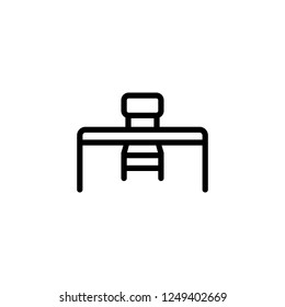 School desk and chair Presentation, lecturing schema vector icon in line/outline style
